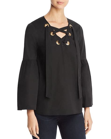 michael michael kors lace up bell sleeve top